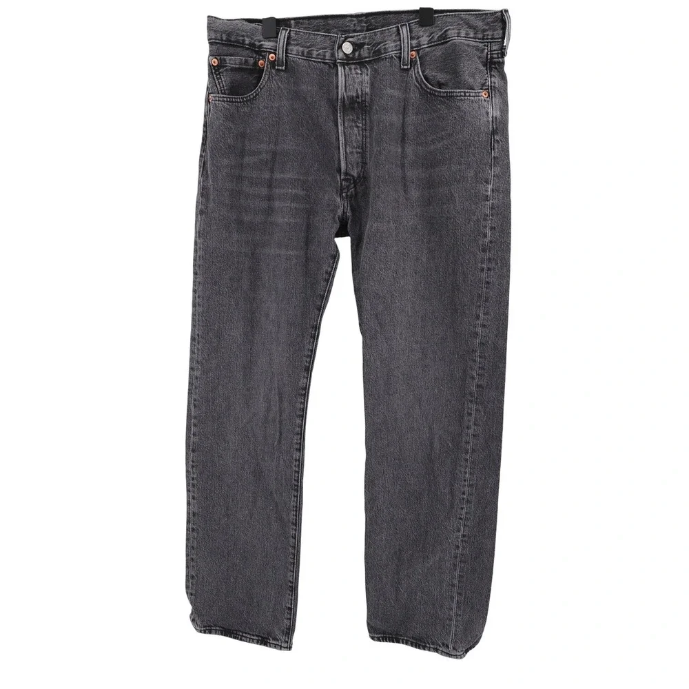 Levis 501 Original Fit Button Fly Jeans Charcoal Black Mens 36x32 (Measures 31